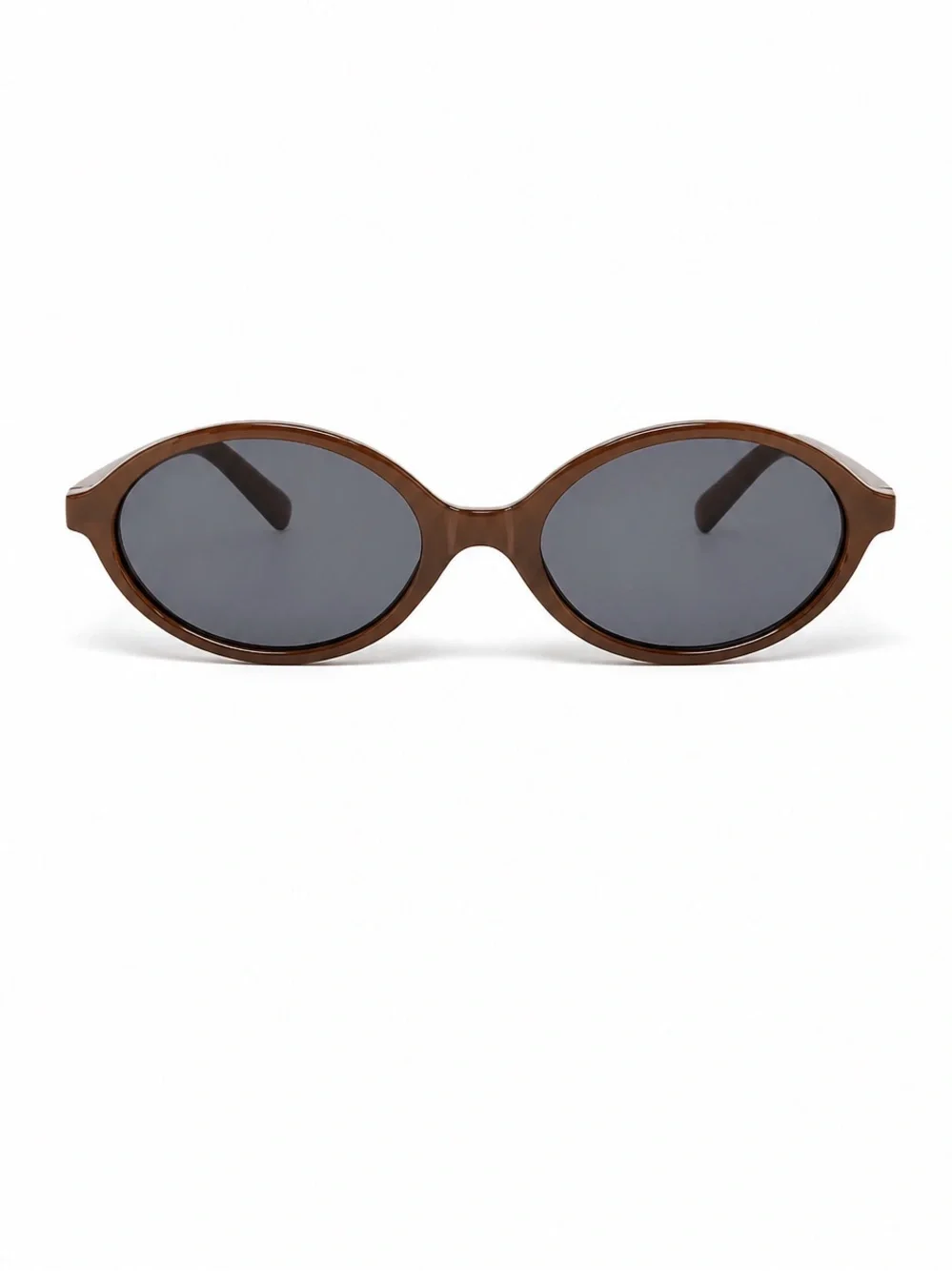 Slim Oval Brown Frame Smoke Lens Sunglasses - 100% UV Protection